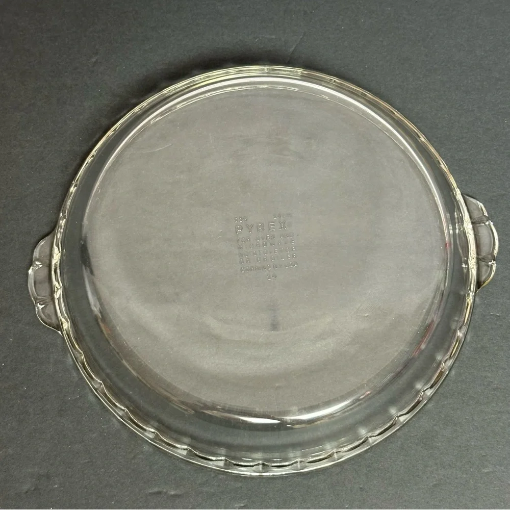 Pyrex Scalloped Edges Corning NY USA 10in Pie Clear Deep Dish Ovenware #229 VTG
